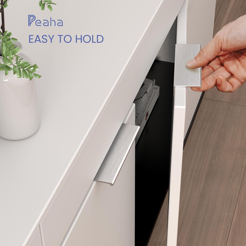 Peaha 10 Pack Kitchen Cabinet Handles 3 inch Brushed Nickel Pulls for Dresser Drawers Door Edge Finger Pull Hardware - Image 2